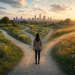 Woman standing at a fork in several winding paths, reflecting the choice between what we can do and what we should do.