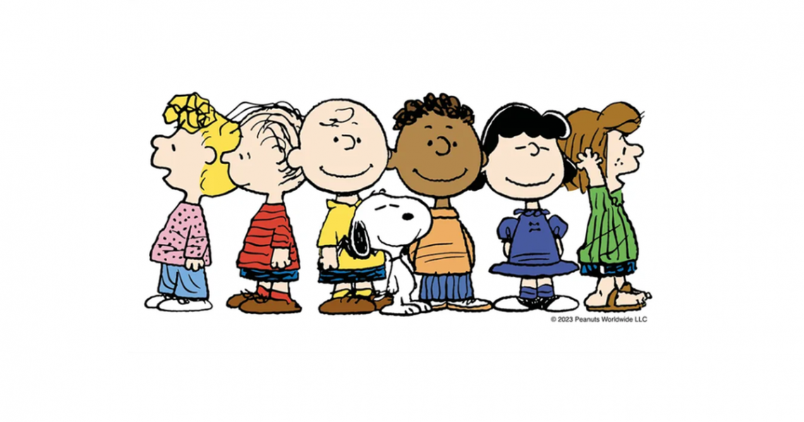 Peanuts characters including Charlie Brown, Snoopy, Lucy and Linus
