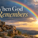 Rainbow stretching across a stormy sky above a stone wall, illustrating God’s faithfulness and the tangible reminders He gives us to remember His promises.