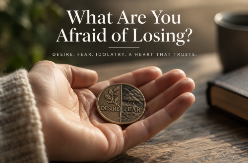 Open hand holding a coin representing fear and desire as two sides of the same coin.