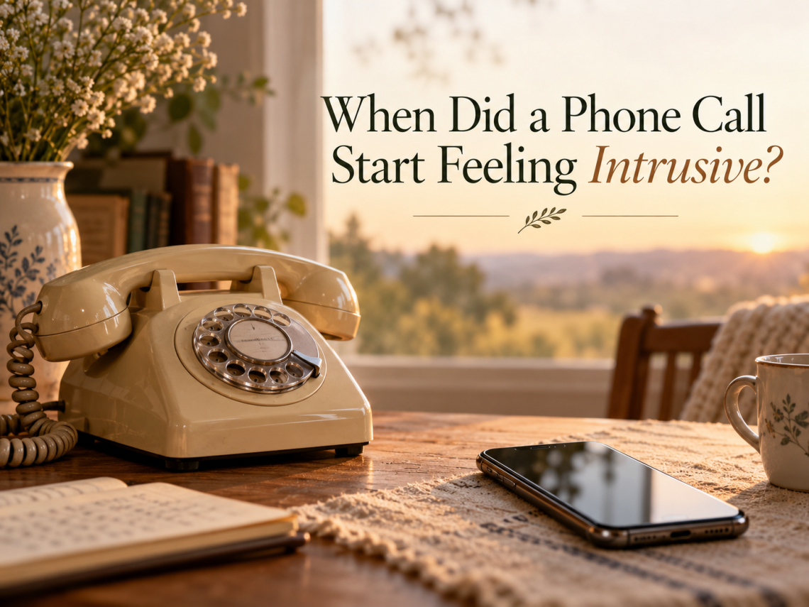 Vintage telephone representing the shift from spontaneous phone calls to modern texting and scheduled conversations.