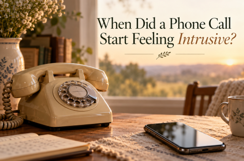 Vintage telephone representing the shift from spontaneous phone calls to modern texting and scheduled conversations.